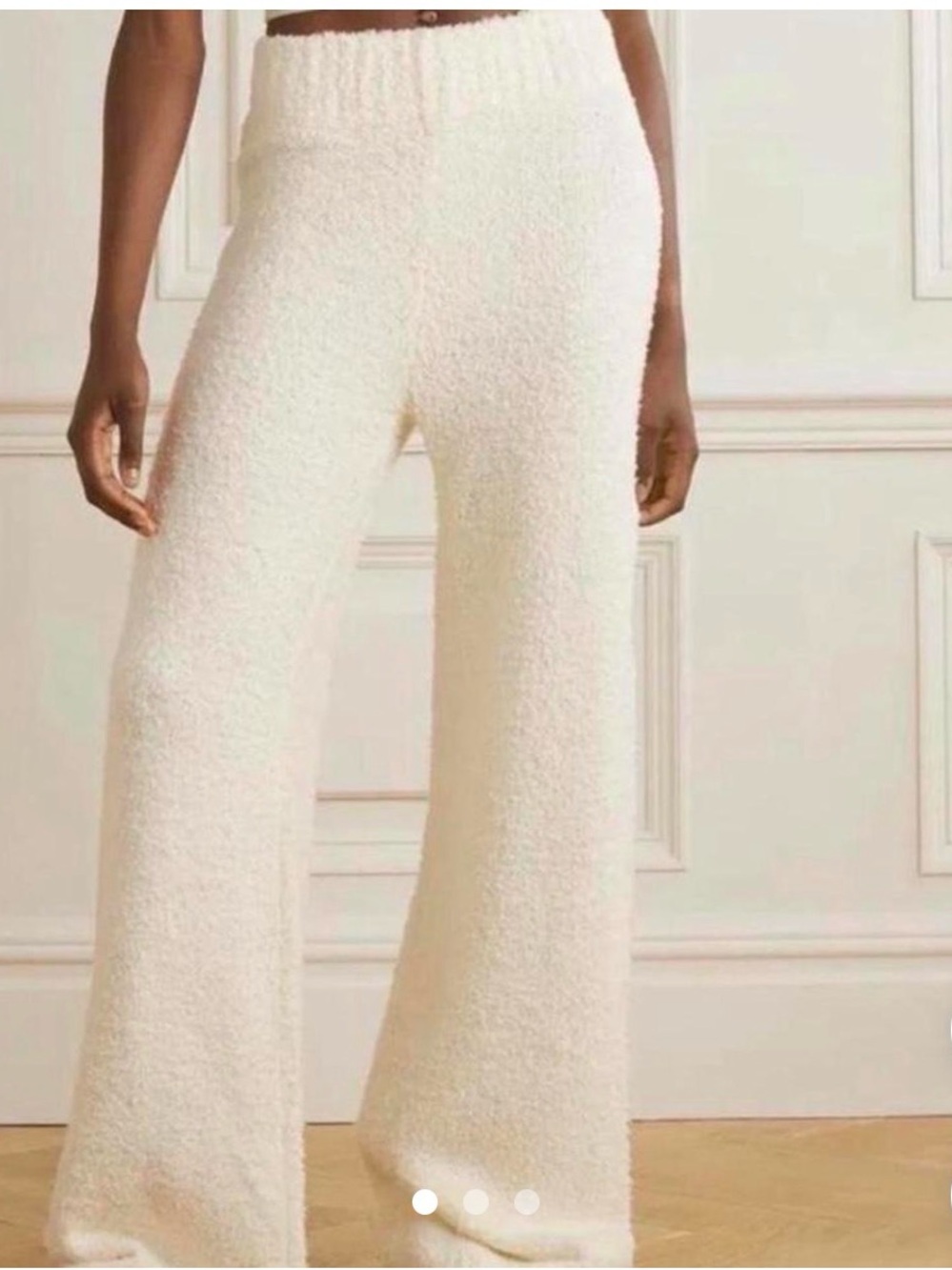 SKIMS Bouclรฉ Wide-Leg Lounge Pants in Ivory